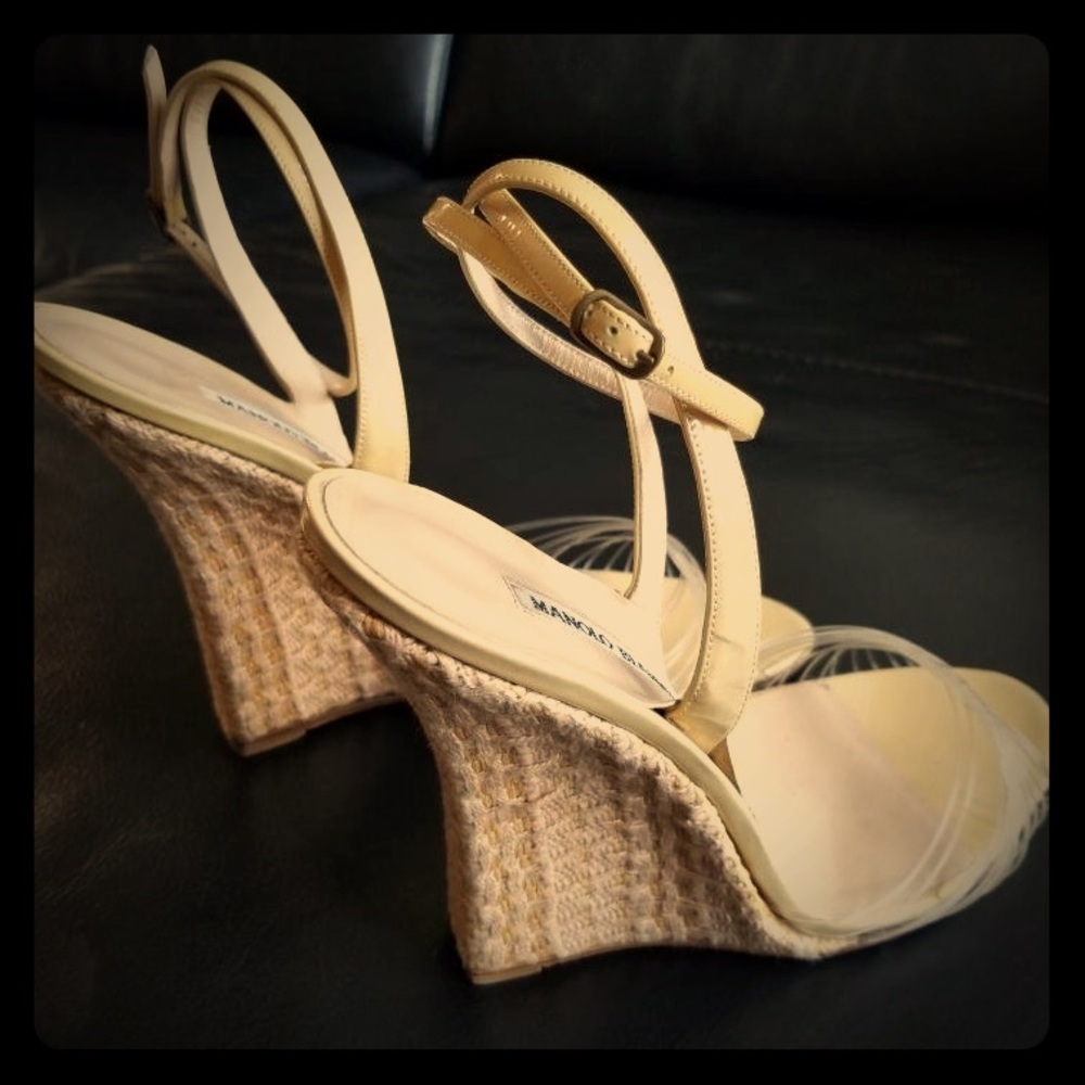 Manolo Blahnik nude wedges! Worn only on Runway